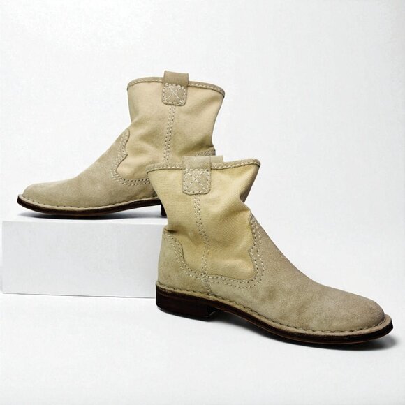 Clarks Cabaret Stage Sand Suede Womens Ankle Boots Slouchy Block Heel Size 6.5 - Picture 2 of 14